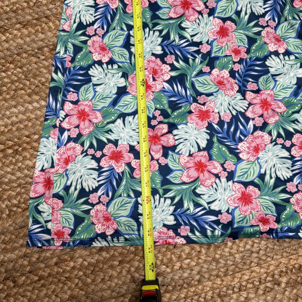 Stella Parker Floral UPF 50 Sheath Mock Neck Dress Pink Blue Long Sleeves Sz M - Picture 7 of 7